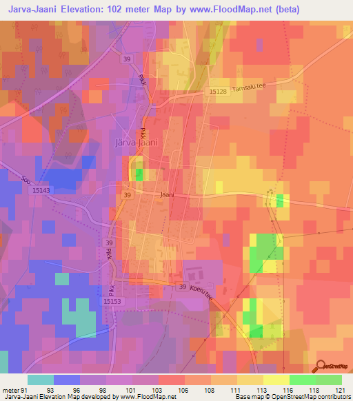 Jarva-Jaani,Estonia Elevation Map