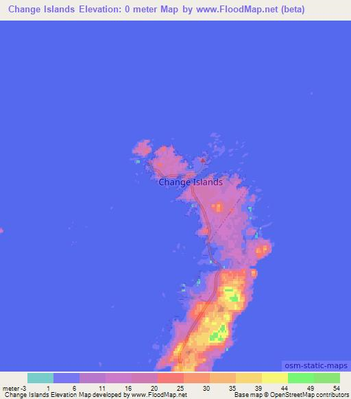 Change Islands,Canada Elevation Map