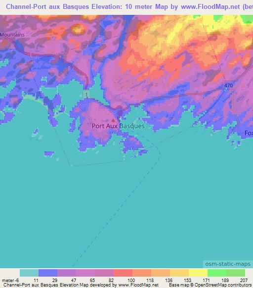 Channel-Port aux Basques,Canada Elevation Map