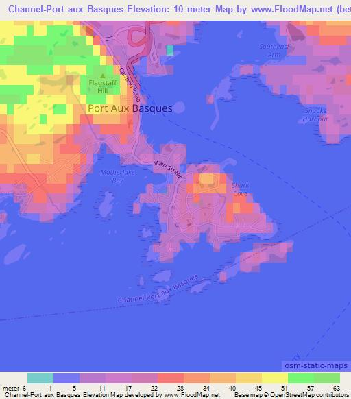 Channel-Port aux Basques,Canada Elevation Map