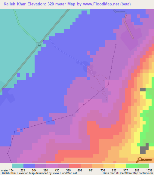 Kalleh Khar,Iran Elevation Map