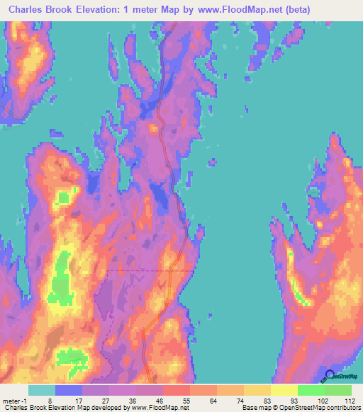 Charles Brook,Canada Elevation Map