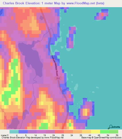Charles Brook,Canada Elevation Map