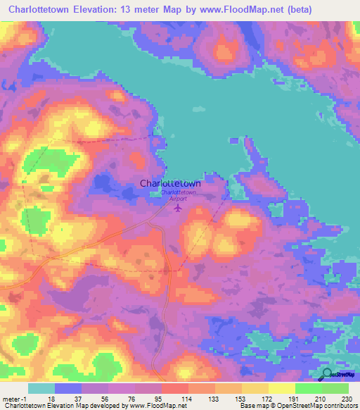 Charlottetown,Canada Elevation Map
