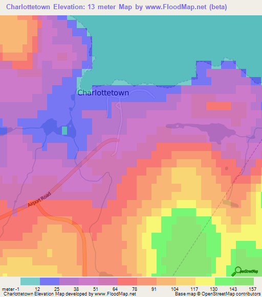 Charlottetown,Canada Elevation Map
