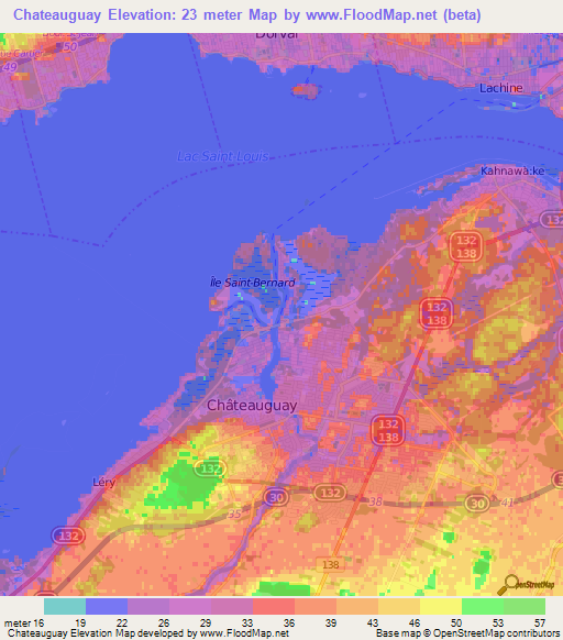 Chateauguay,Canada Elevation Map