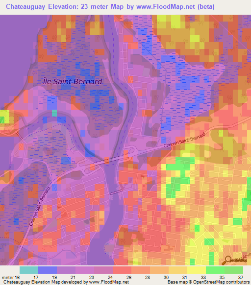 Chateauguay,Canada Elevation Map
