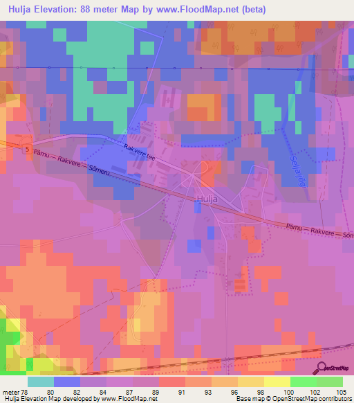 Hulja,Estonia Elevation Map
