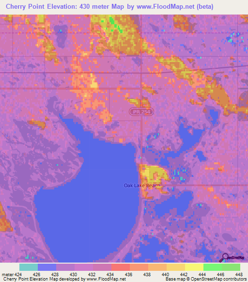 Cherry Point,Canada Elevation Map
