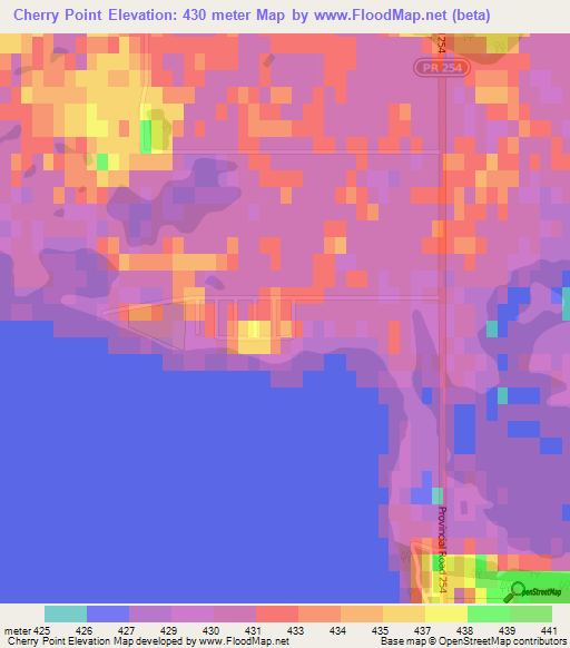 Cherry Point,Canada Elevation Map