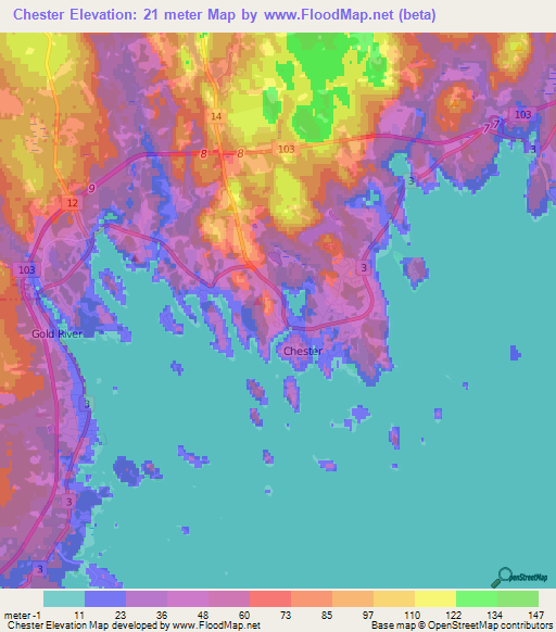 Chester,Canada Elevation Map