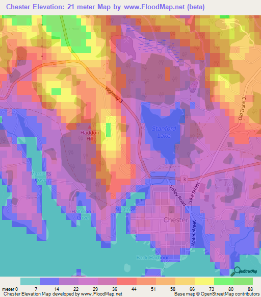 Chester,Canada Elevation Map