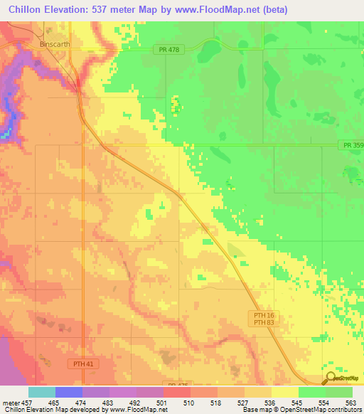 Chillon,Canada Elevation Map