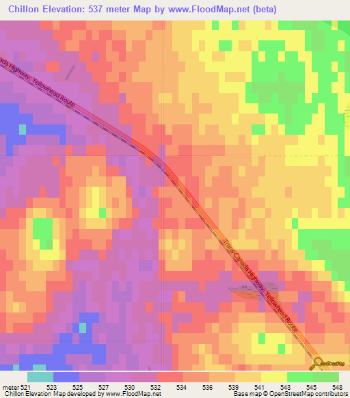 Chillon,Canada Elevation Map