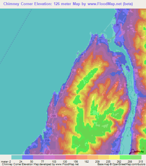 Chimney Corner,Canada Elevation Map