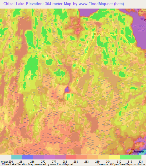 Chisel Lake,Canada Elevation Map