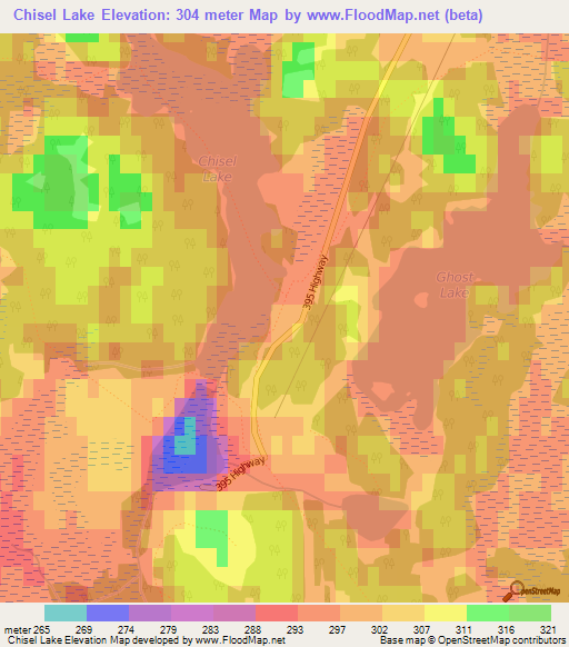 Chisel Lake,Canada Elevation Map