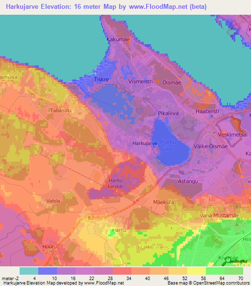 Harkujarve,Estonia Elevation Map