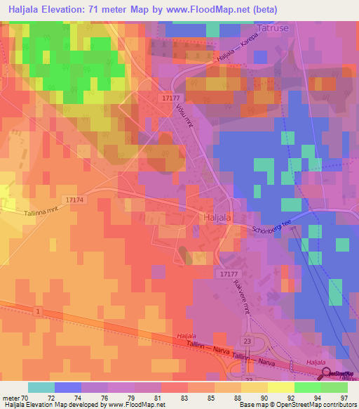 Haljala,Estonia Elevation Map