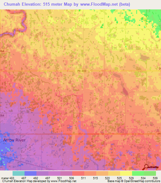 Chumah,Canada Elevation Map