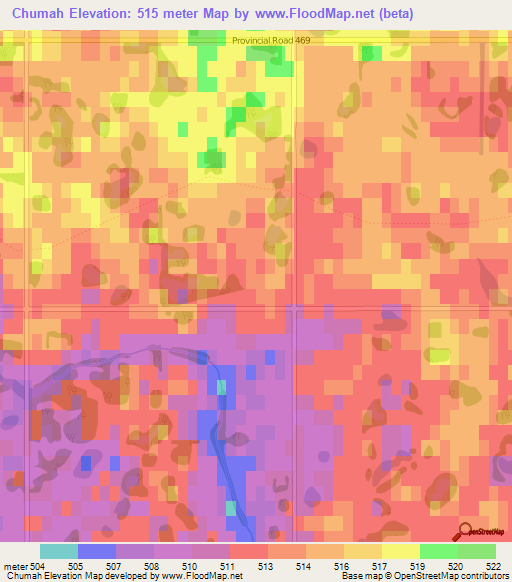 Chumah,Canada Elevation Map