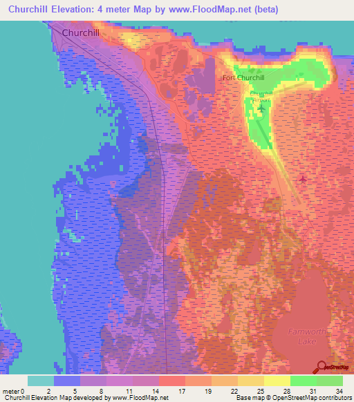 Churchill,Canada Elevation Map