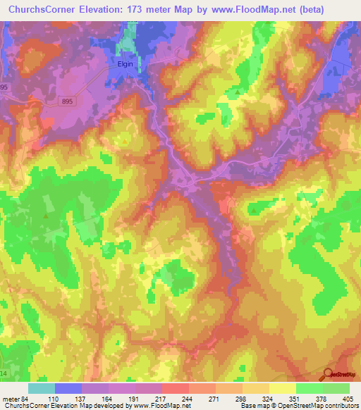 ChurchsCorner,Canada Elevation Map