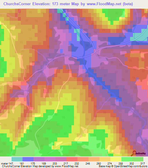 ChurchsCorner,Canada Elevation Map
