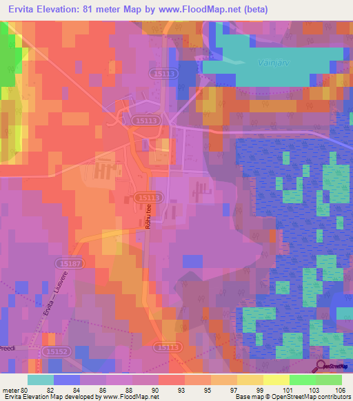 Ervita,Estonia Elevation Map