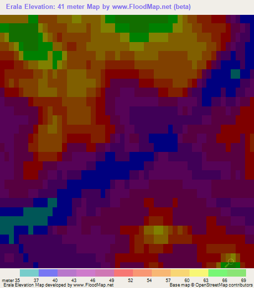 Erala,Estonia Elevation Map