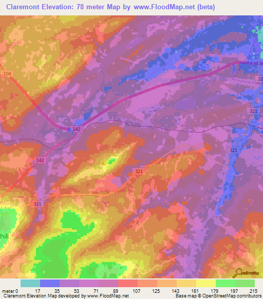 Claremont,Canada Elevation Map