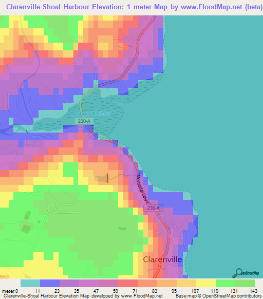 Clarenville-Shoal Harbour,Canada Elevation Map