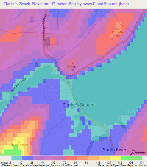 Clarke's Beach,Canada Elevation Map