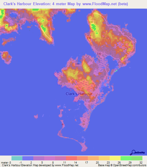 Clark's Harbour,Canada Elevation Map