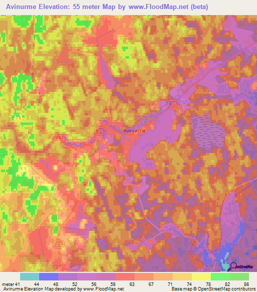 Avinurme,Estonia Elevation Map