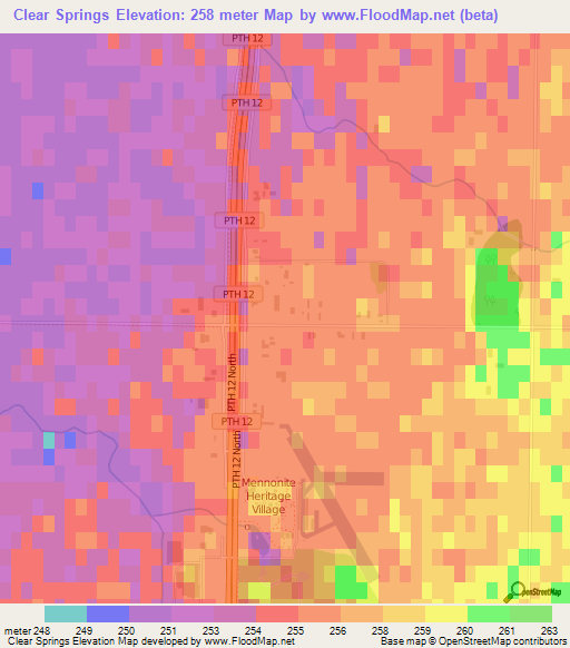Clear Springs,Canada Elevation Map