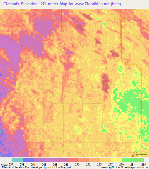 Clematis,Canada Elevation Map