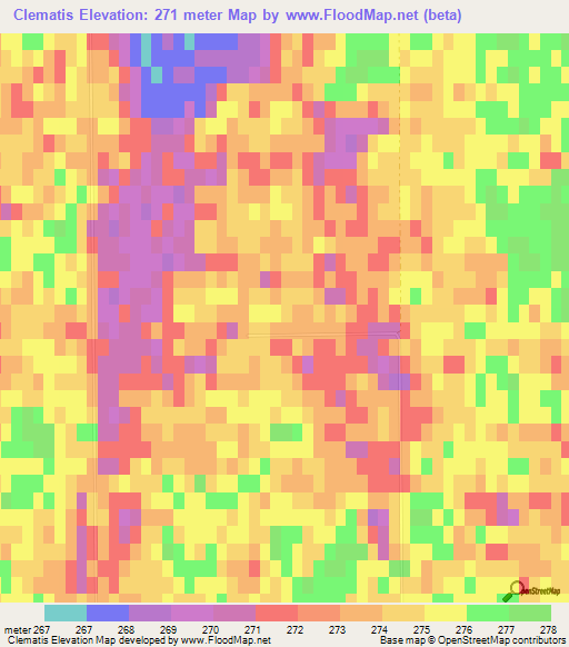 Clematis,Canada Elevation Map