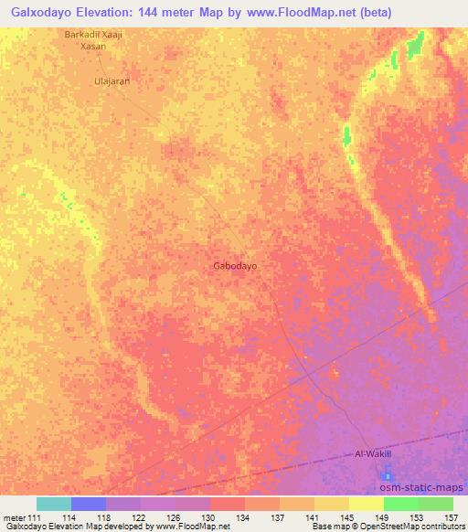Galxodayo,Somalia Elevation Map