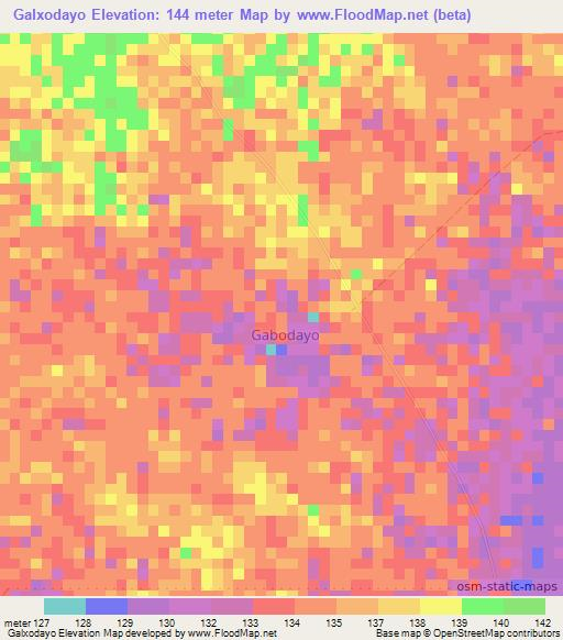 Galxodayo,Somalia Elevation Map