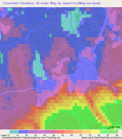 Cloverdale,Canada Elevation Map