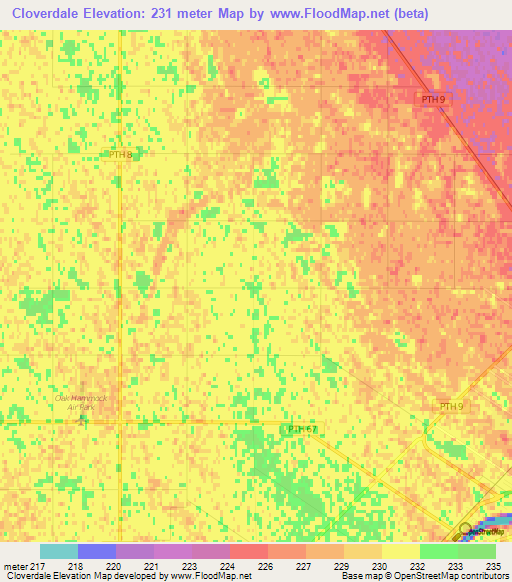 Cloverdale,Canada Elevation Map