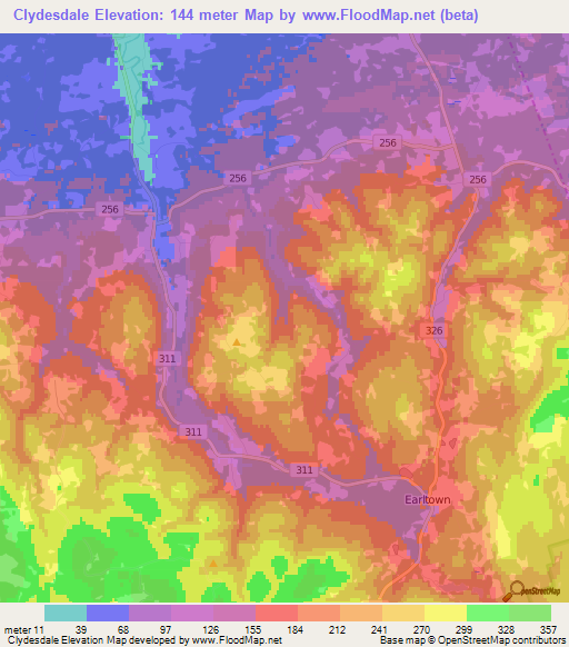 Clydesdale,Canada Elevation Map
