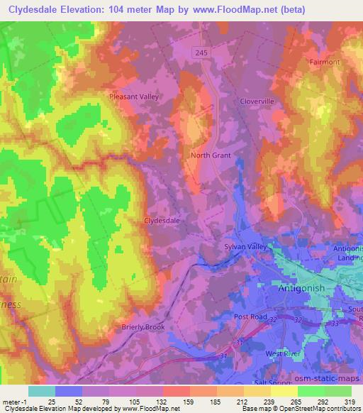 Clydesdale,Canada Elevation Map