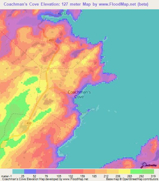 Coachman's Cove,Canada Elevation Map