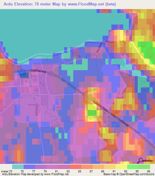Ardu,Estonia Elevation Map