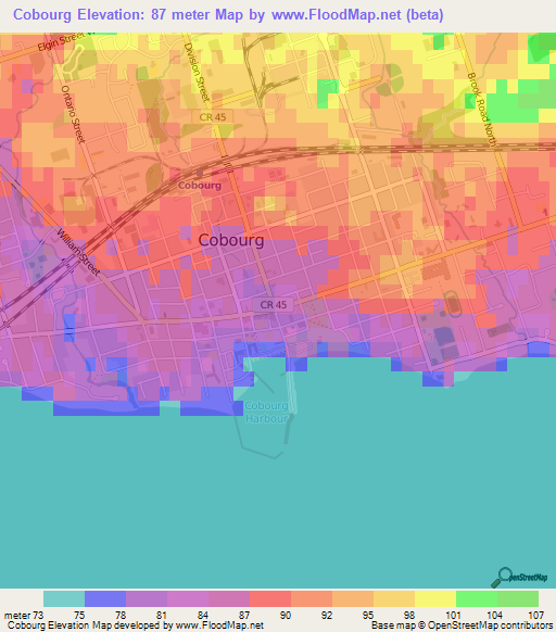 Cobourg,Canada Elevation Map