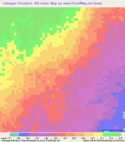 Galxagar,Somalia Elevation Map