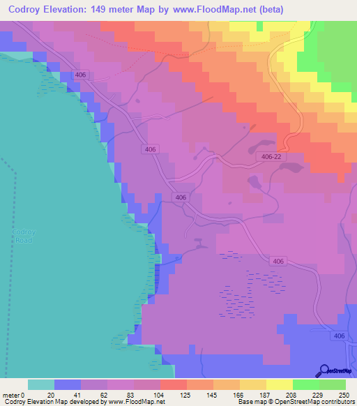 Codroy,Canada Elevation Map