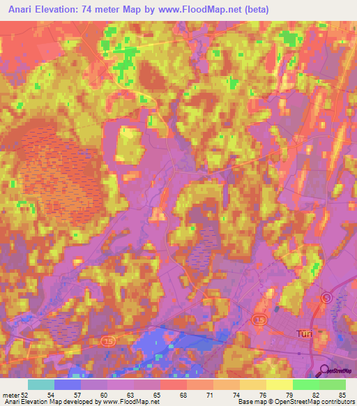 Anari,Estonia Elevation Map